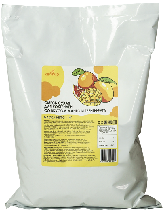 Сухая смесь для коктейлей со вкусом манго и грейпфрута 1кг